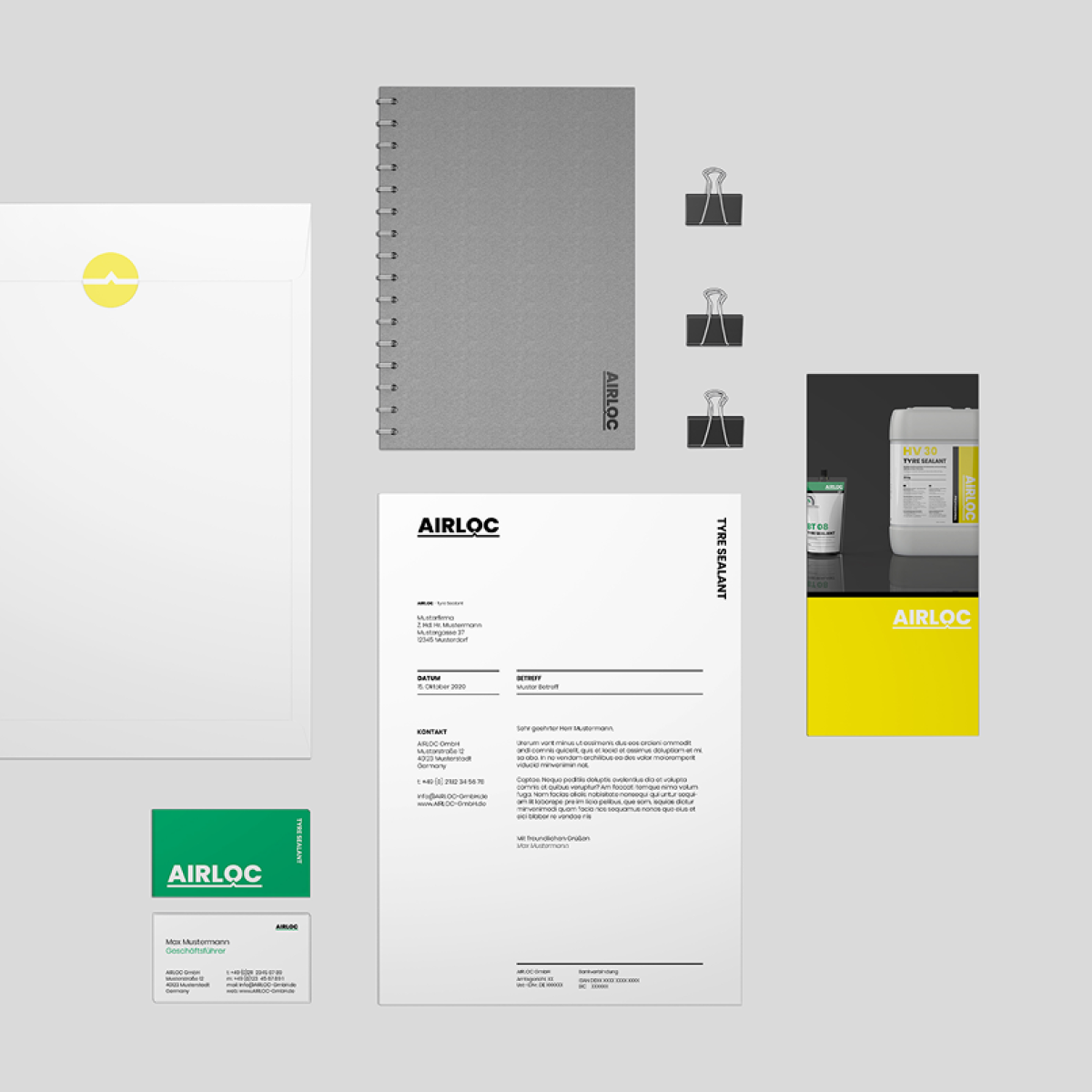Airloc Branding und Geschäftsunterlagen design by Squareone