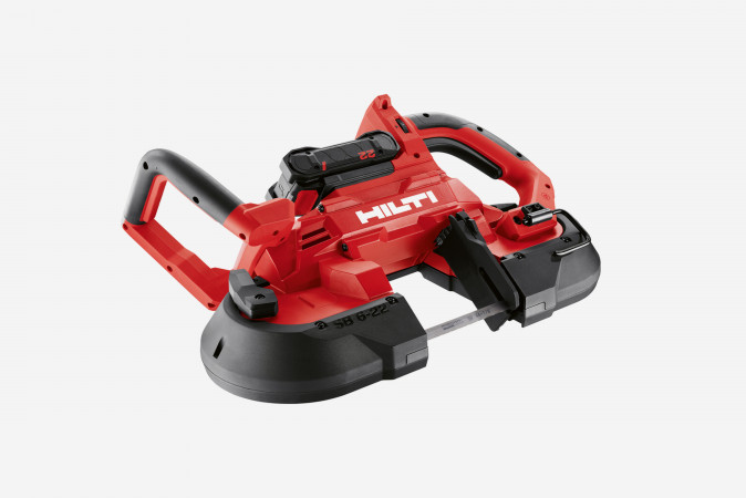 Perspective view of the Hilti SB 2-22 portable & cordless band saw designed by Squareone