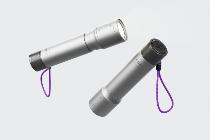Two itson torches floating in free space