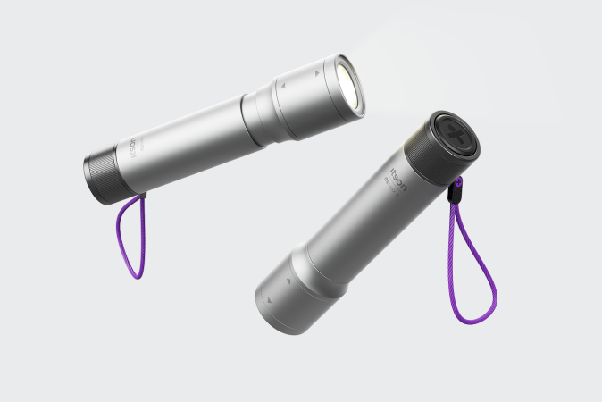 Two itson torches floating in free space