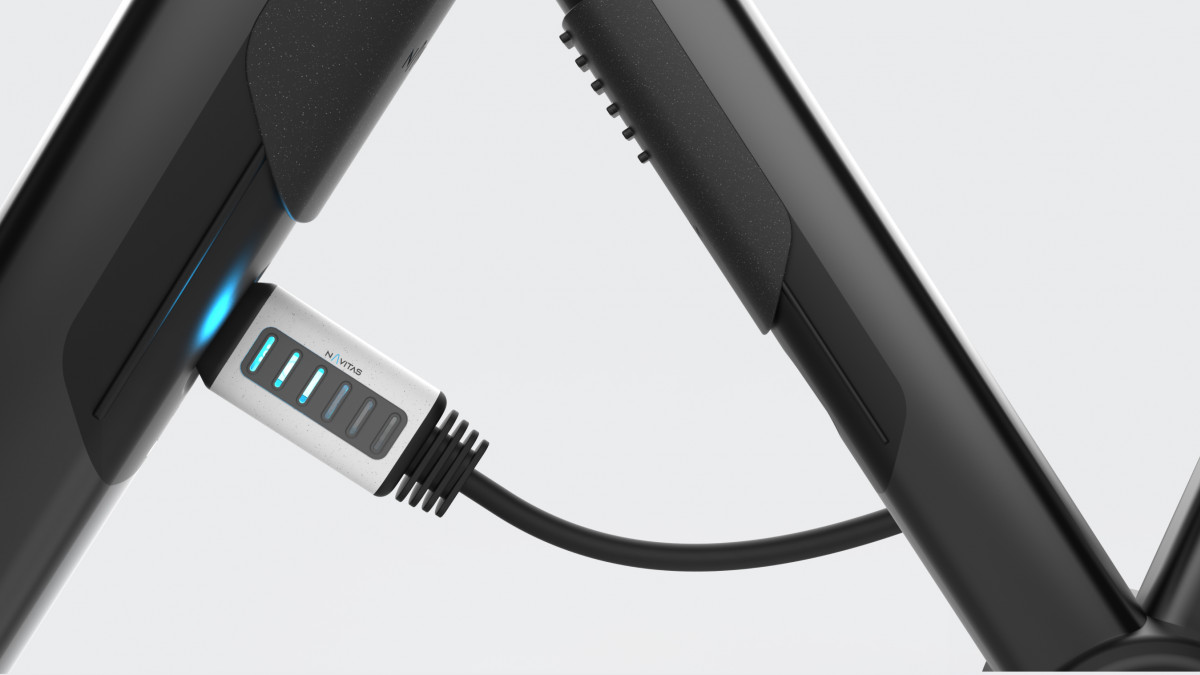 Rendering of the Navitas e-charger for e-bikes as an integrated solution.