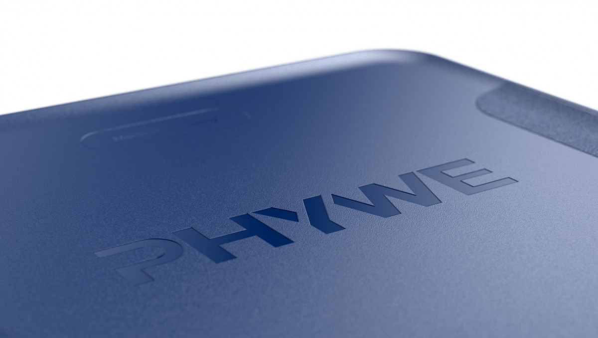 Close-up view of the top of the student power supply unit, focusing on the engraved ‘PHYWE’ lettering