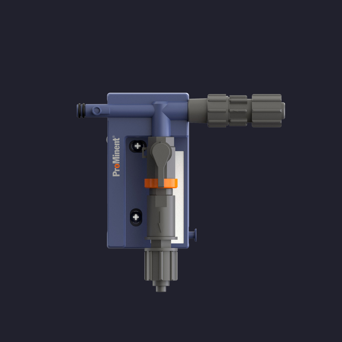 Sideview of one module from the Prominent bypass valve on plain background