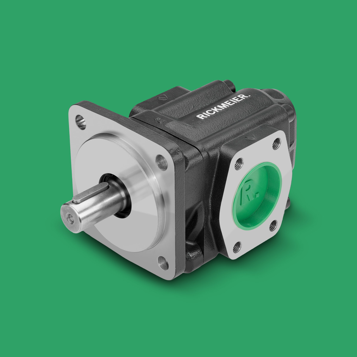 3/4 view of the Rickmeier gear pump, which Squareone has redesigned and engineered to save material.
