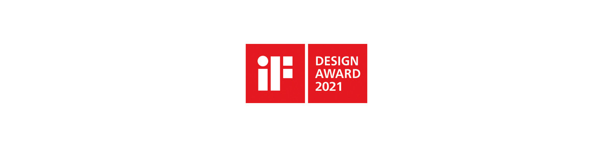 Logo des iF Design Award 2021 auf weißem Hintergrund, das Rickmeier für die Pumpe R6 gewonnen hat