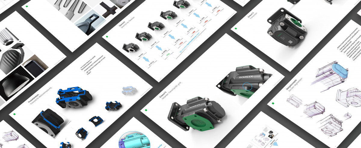 Several process slides from the analysis and design phase by Squareone GmbH for the Rickmeier gear pump