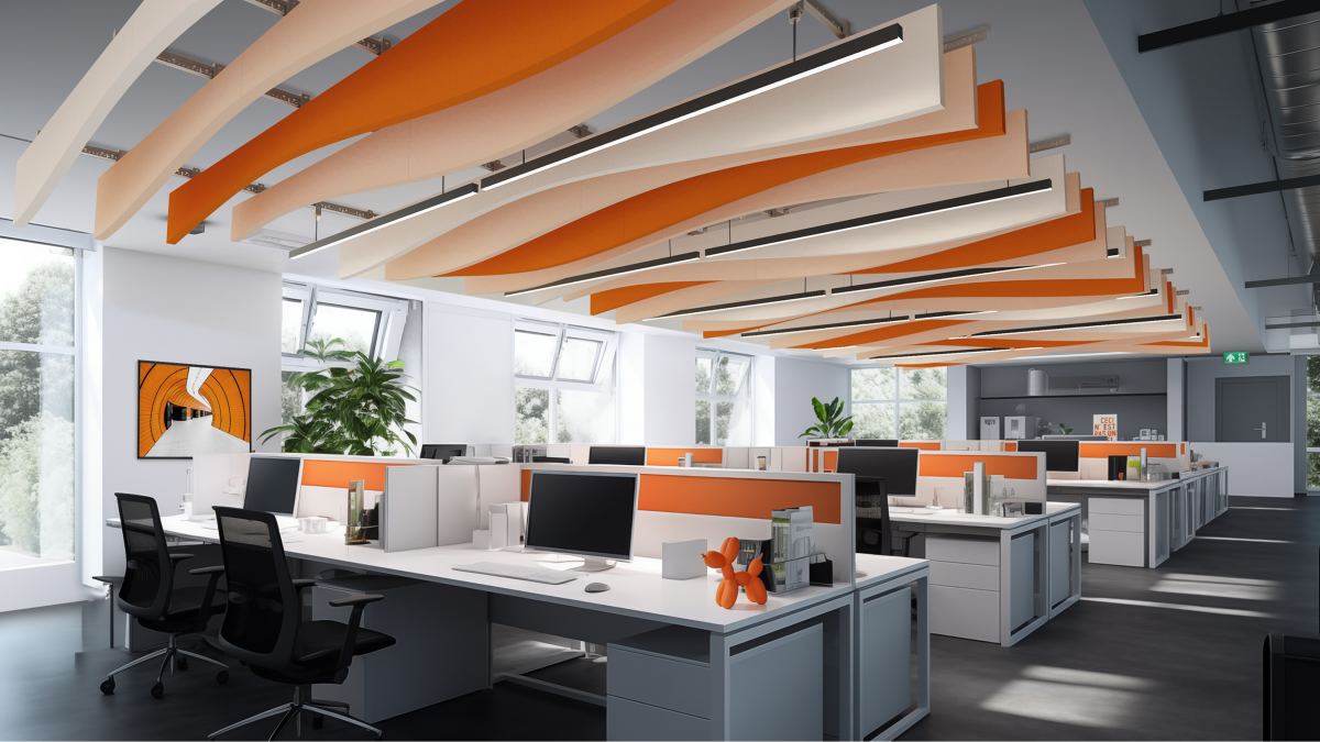The Sonify ceiling system designed by Squareone creates extraordinary ceiling designs for comfortable working environments.