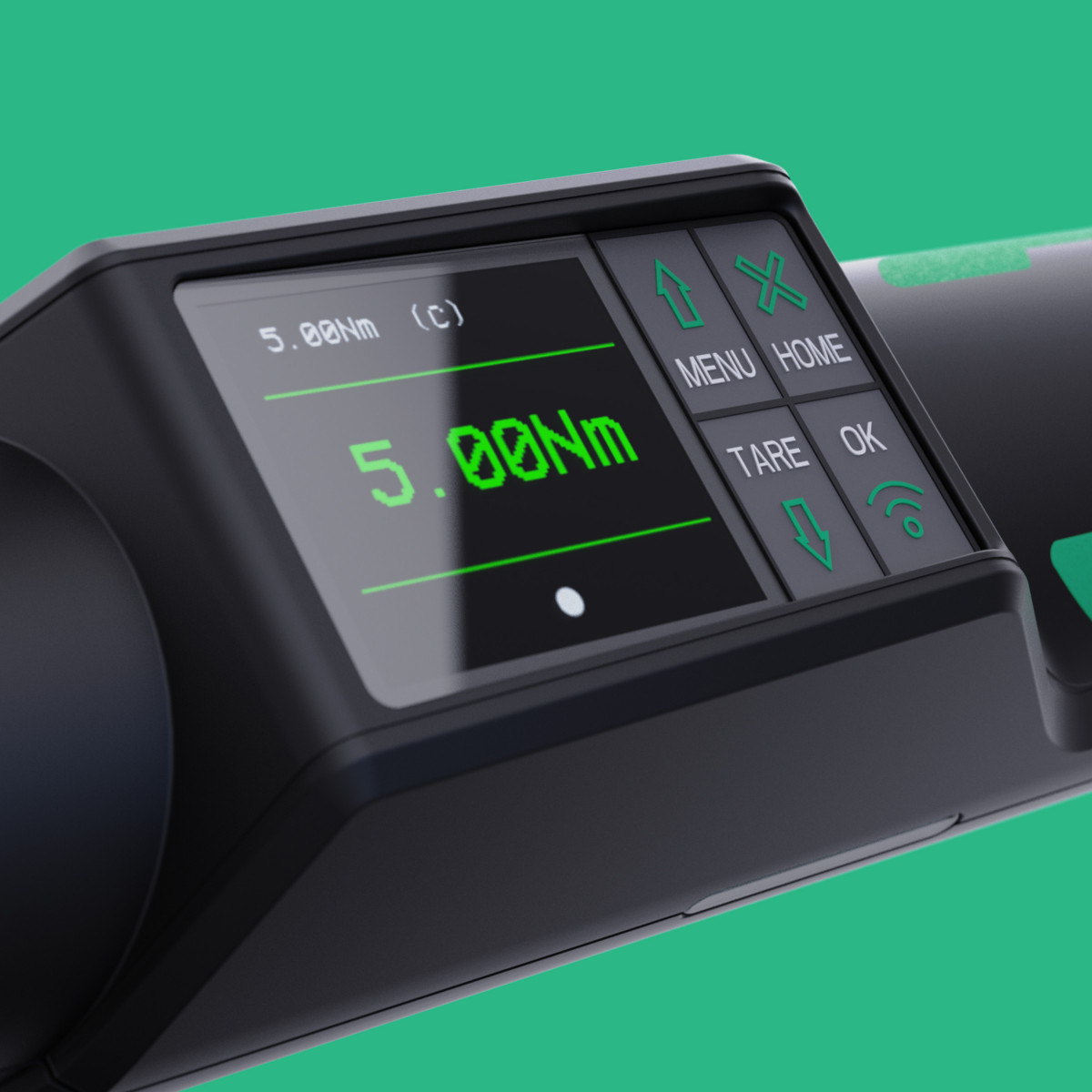 Detail of the Torsiotronic torque tool by Stahlwille that shows the display and control buttons