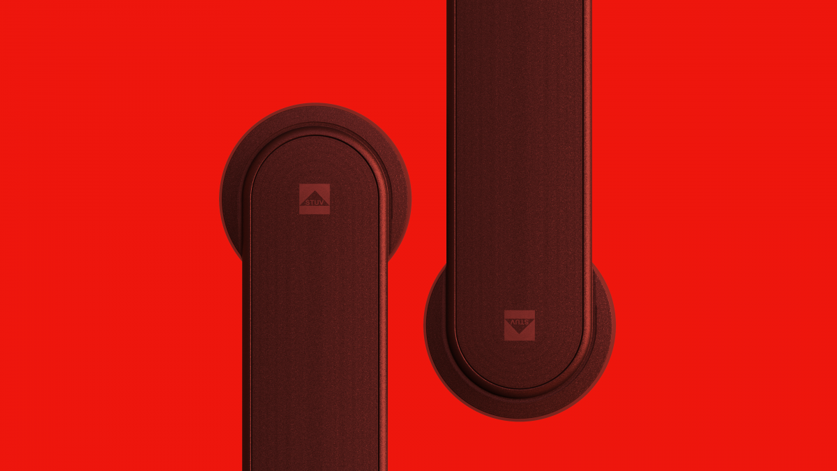 Mysterious image of Stuv Thermolox, two products in isometric view, underexposed on red background