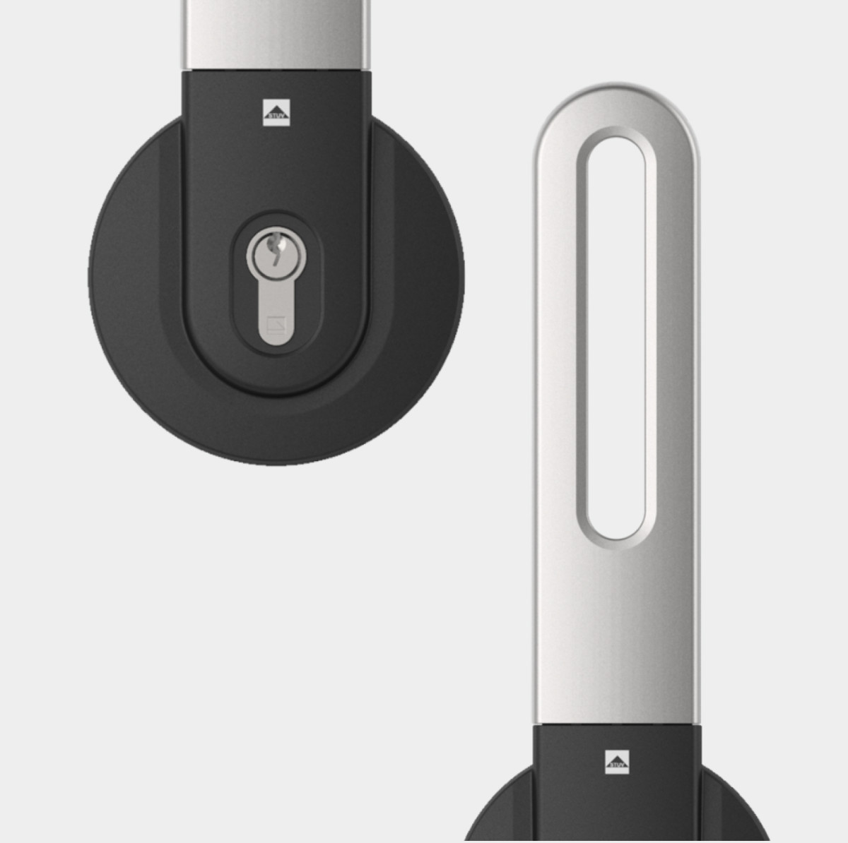 Cross-section of two Varilox products from Stuv, showing the locking system and handle in detail