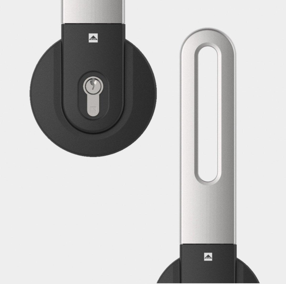 Cross-section of two Varilox products from Stuv, showing the locking system and handle in detail