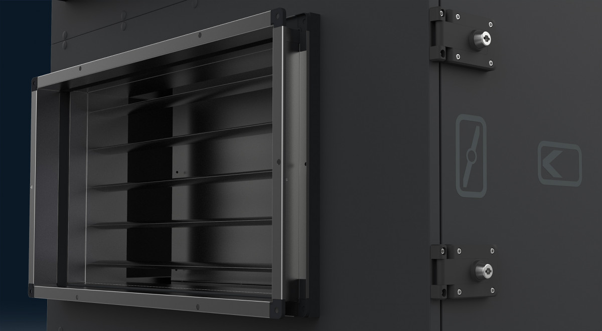 Ventilation slot detail of the X Cube by Trox in black