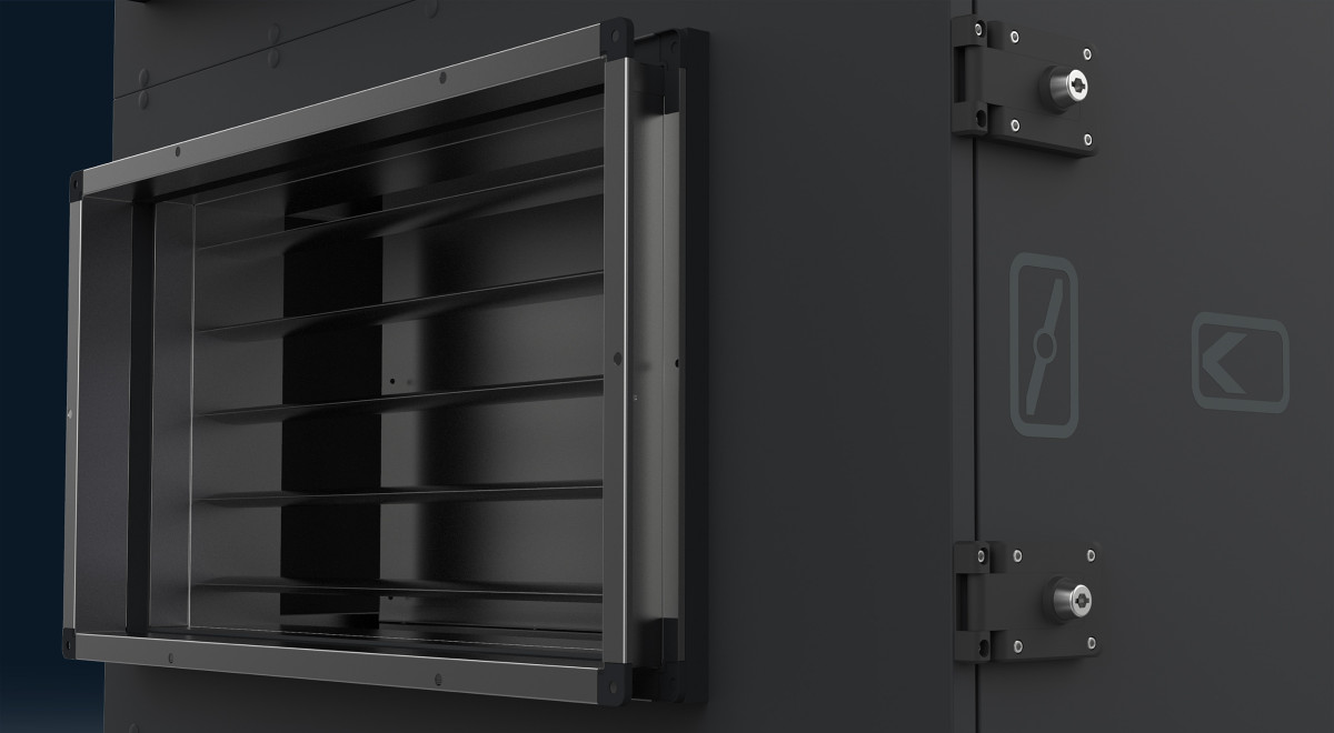 Ventilation slot detail of the X Cube by Trox in black