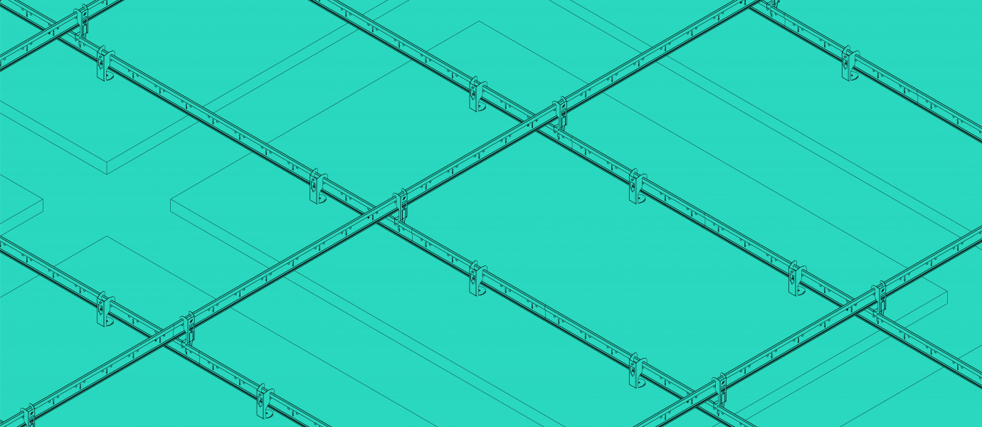 Graphic representation of the new ceiling mounting system for Zentia by Squareone